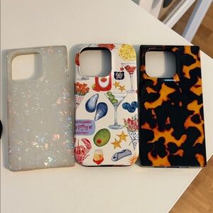 Stylish Phone Case Set - Pearl White, Colorful Cocktail, Tortoise Shell 16 pro